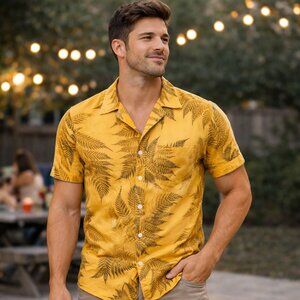 Hawaiian Shirt for Men with pocket Orange / Yellow